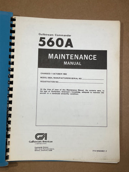 Maintenance Manual Gulfstream Commander 560A (1982)