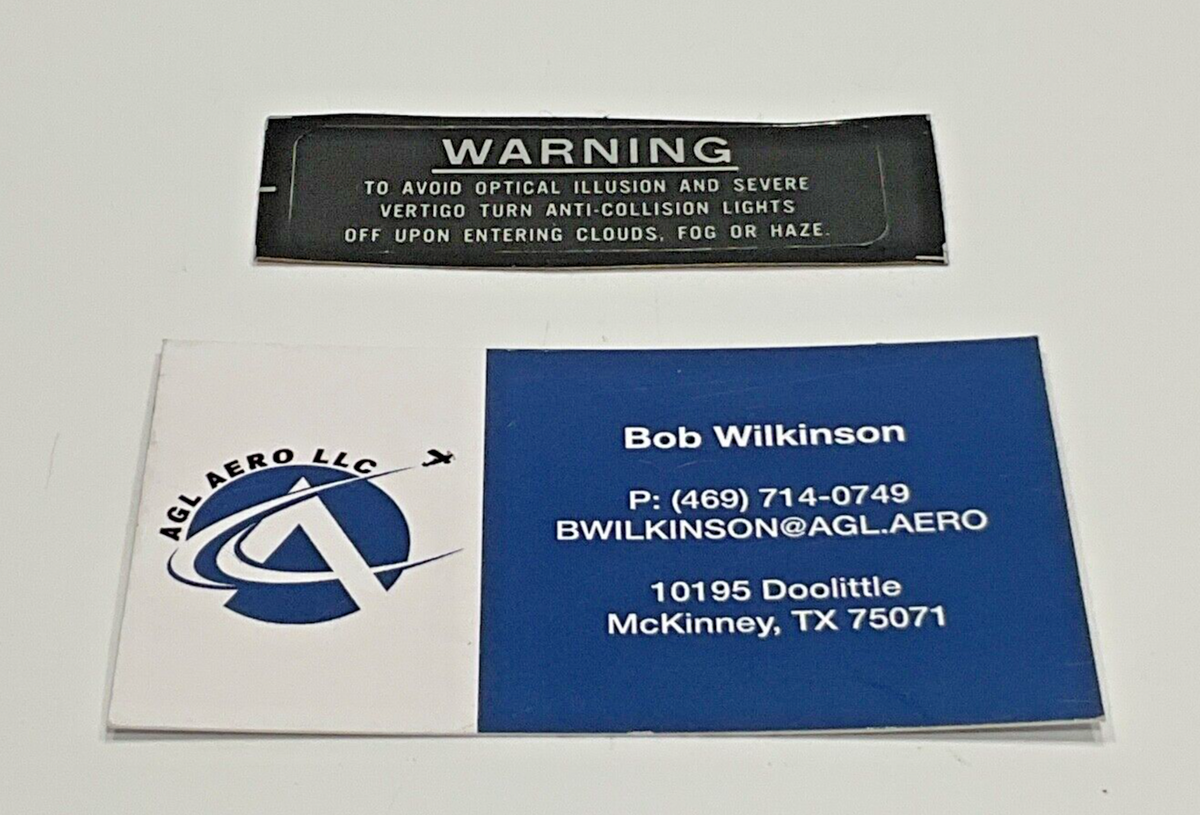 P/N: Decal - Warning, Anti-Collision Light - Clouds, Fog, Haze (NE)