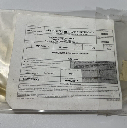 P/N: 3E2092-2 Textron Wire Deice with 8130-3