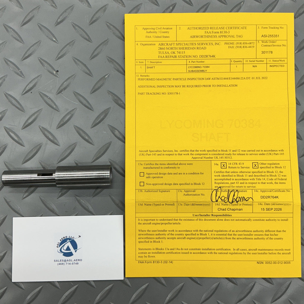 P/N: 70384 Lycoming Shaft - Servicable (IN)