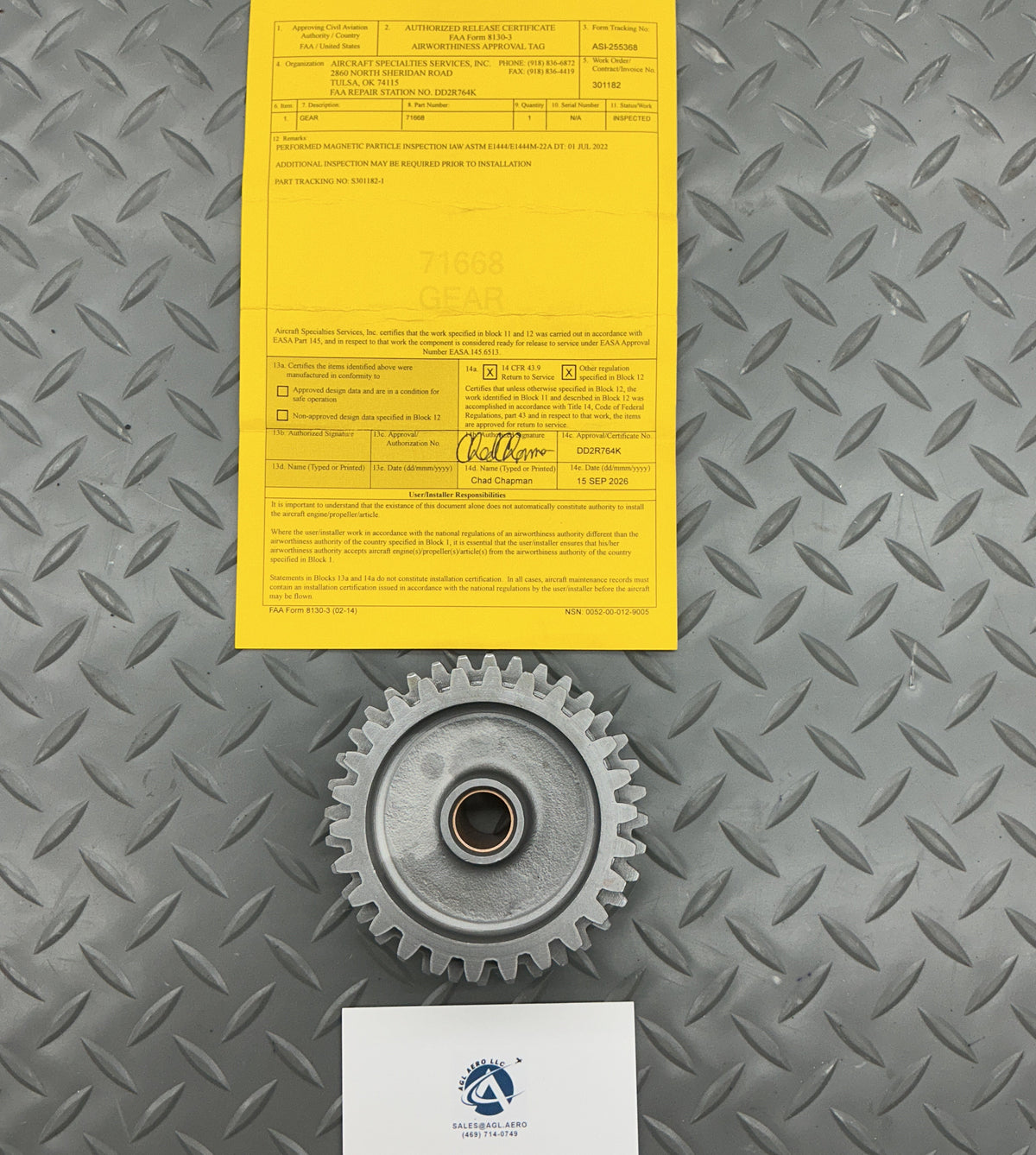 P/N: 71668 Lycoming Gear Assembly - Crankshaft Idler-Pin (Serviceable) (IN)