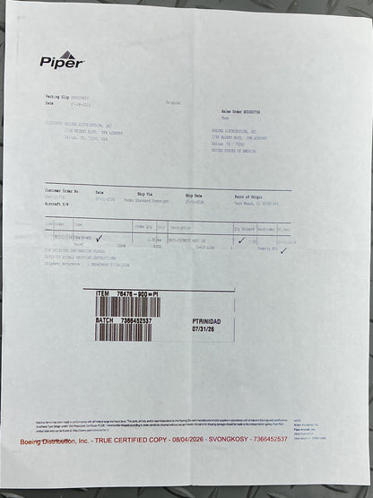 P/N: 76476-900 Piper Skin-Cockpit Assy LH (Slight Handling Damage) (NE w/ 8130)
